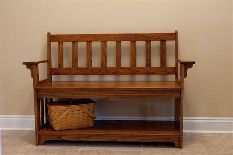 furniture wooden entry way bench with arms back and single ...