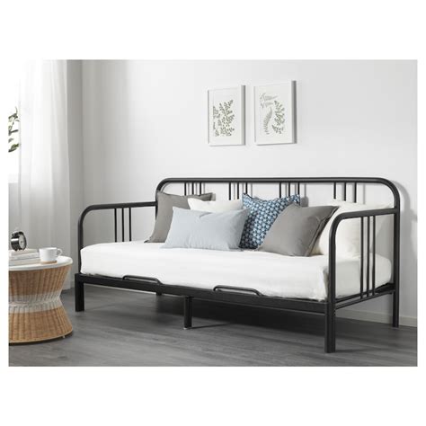 FYRESDAL Cama individual/dupla, preto, 80x200 cm   IKEA
