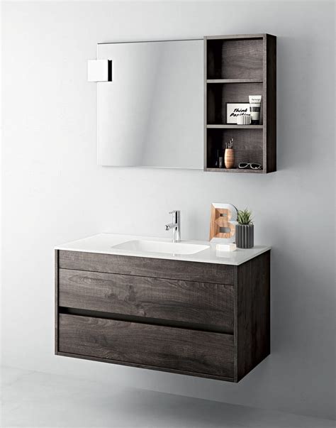 Gabinete economizador de espacio para baño con espejo y estante | IDFdesign