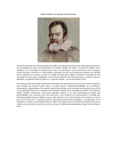 Galileo Galilei y Sus Aportes a La Astronomía