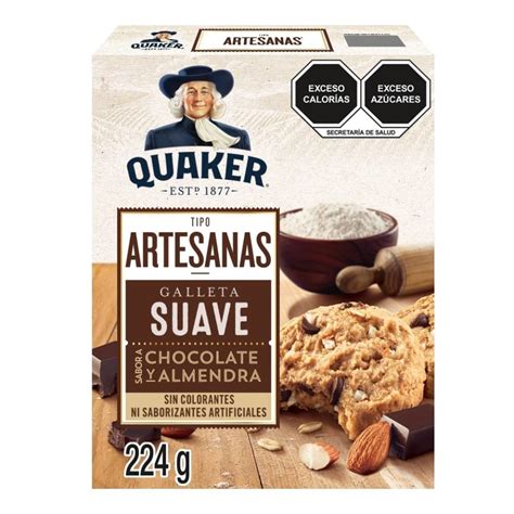 Galleta suave Quaker tipo artesanas sabor chocolate y almendra 224 g ...