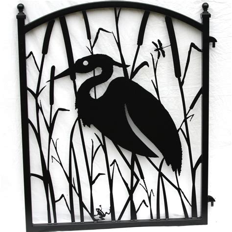 Garden Fence Gate Heron Metal Art Ornamental Iron