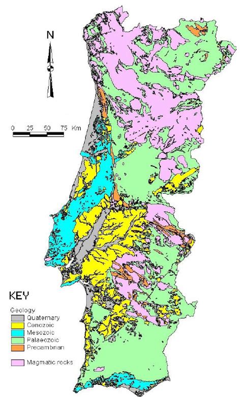 General geology of Mainland Portugal. | Download ...