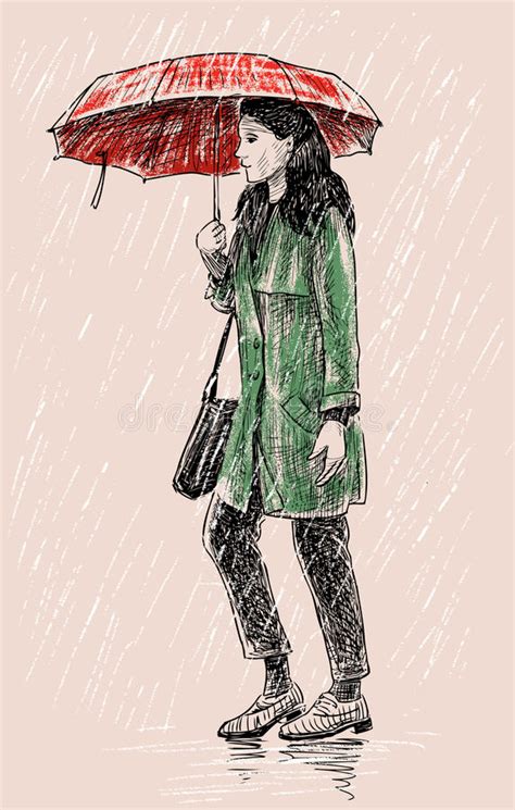 Gente en la lluvia ilustración del vector. Ilustración de grupo   46771909