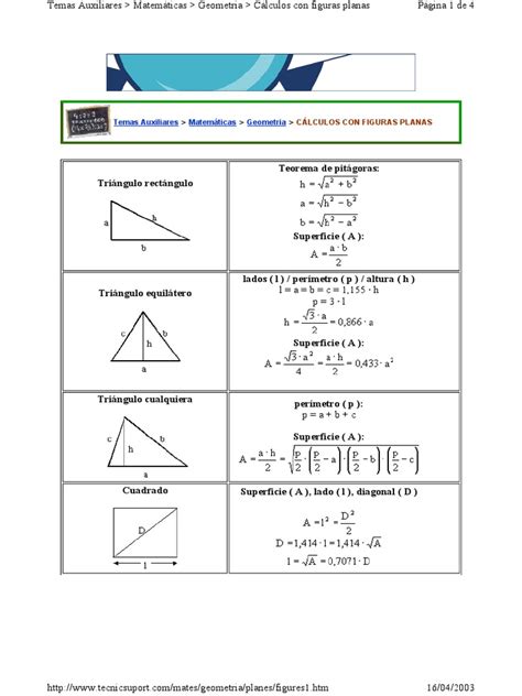 geometria plana formulas.pdf | Triángulo | Rectángulo
