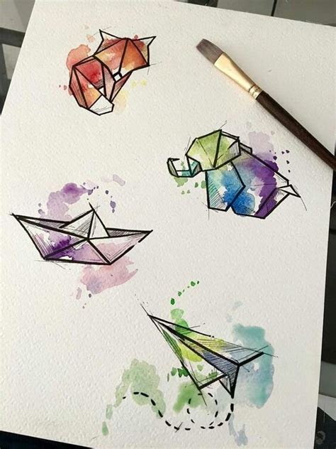 Geometric watercolor designs | Easy watercolors | bright ...