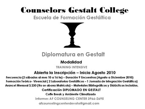 GESTALT SCHOOL: ESCUELA DE GESTALT INICIO AGOSTO 2010