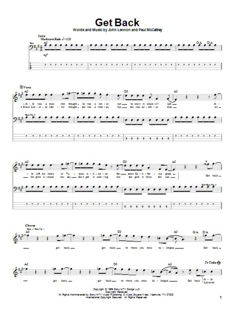 Get Back by The Beatles   Bass Tab   Guitar Instructor