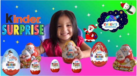 GIANT KINDER SURPRISE EGGS Christmas EDITION! Opening 5 ...