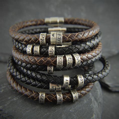 Gift ideas for men, Men, Personalized Leather bracelet ...