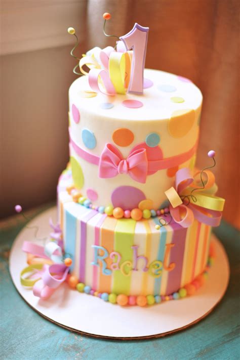 Girly Whimsical 1St Birthday Cake   CakeCentral.com