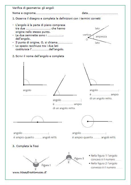 GLI ANGOLI: VERIFICA geometria classe 4^ | MaestraMonica