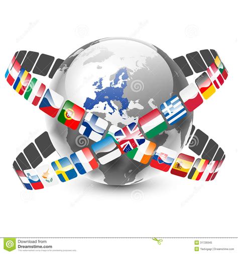 Globo Con 27 Países Y Banderas De La Unión Europea Foto de ...