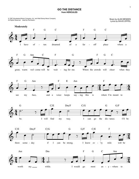 Go The Distance  from Hercules  Sheet Music | Michael Bolton | Lead ...