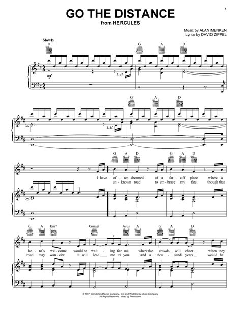 Go The Distance sheet music by Michael Bolton  Piano, Vocal & Guitar ...