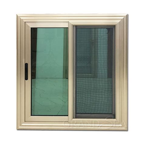 Gold color aluminum insulated glass sliding windows mosquito net ...