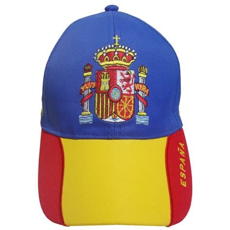 gorra azul unisex con escudo de España bordado en la parte frontal