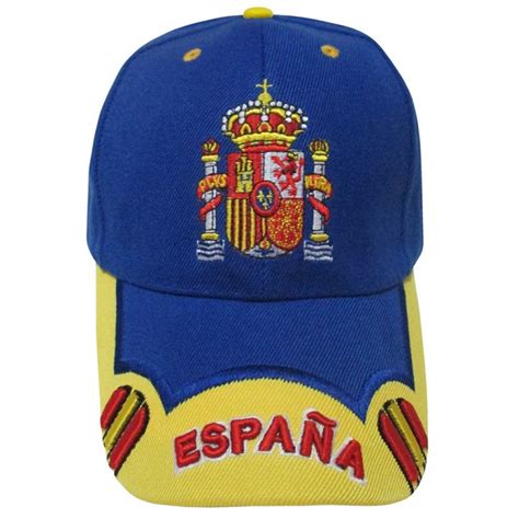 gorra azulon con escudo de España bordado en la parte frontal