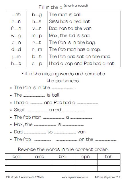 Grade 2 English: First Additional Language Worksheets TERM ...