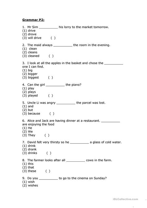 Grammar for Grade 2 worksheet   Free ESL printable ...