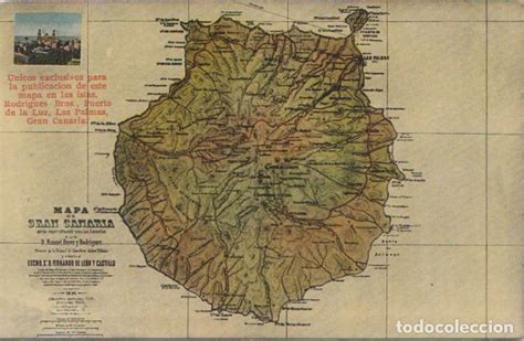 gran canaria   mapa de la isla   Comprar Postales antiguas ...