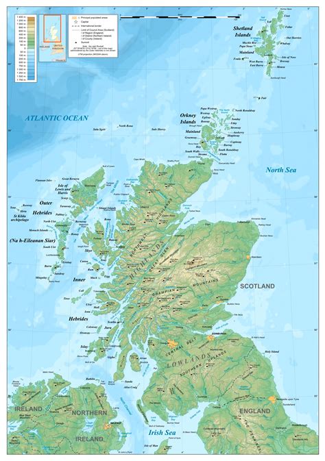Grande detallado mapa físico de Escocia | Escocia | Reino ...