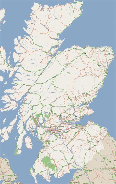Grande hoja de ruta de Escocia con ciudades | Escocia ...