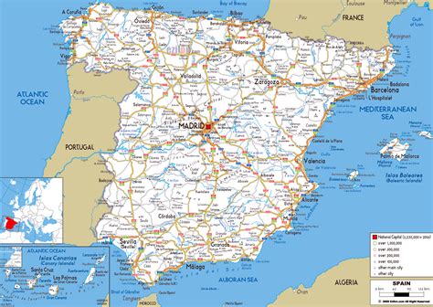 Grande hoja de ruta de España con ciudades y aeropuertos ...
