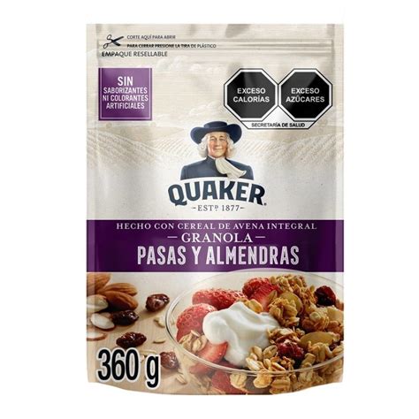 Granola Quaker avena almendras pasas y miel 360 g | Walmart