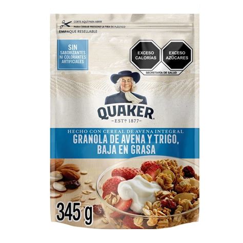 Granola Quaker con avena almendras pasas y miel bajo en grasa 354 g ...