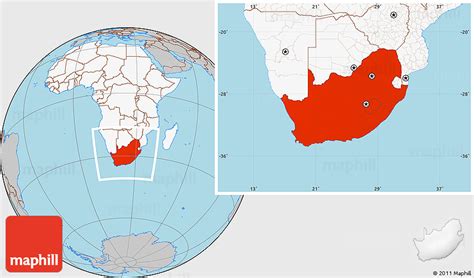 Gray Location Map of South Africa, highlighted continent
