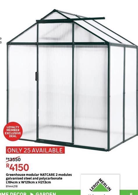 Greenhouse modular natcare 2 moules galvanised steel and polycarbonate ...