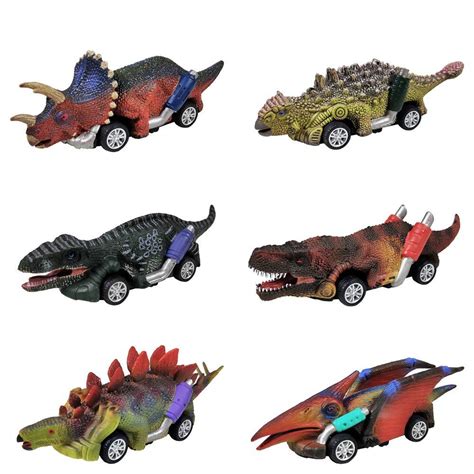 GreenKidz Pull Back Dinosaur Cars Toys 6 Pack Dinosaur ...