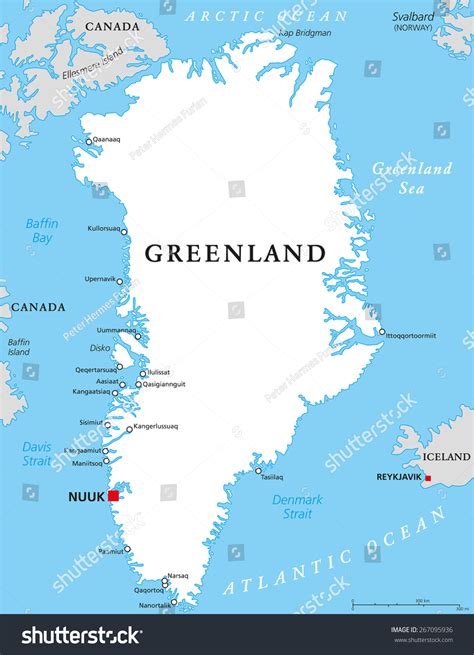 Greenland Political Map Capital Nuuk Important Stock ...