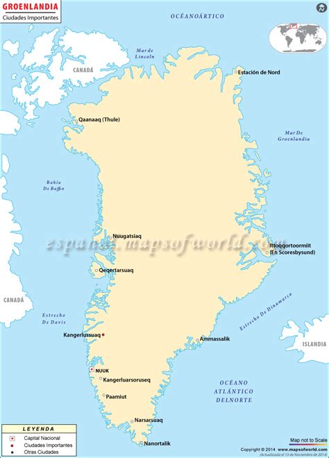 Groenlandia Ciudades Mapa