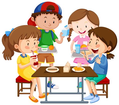 Group of children eating together Download Free Vectors ...