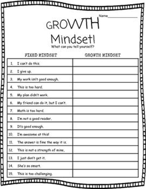 Growth Mindset Worksheet | Growth vs. Fixed Mindset ...