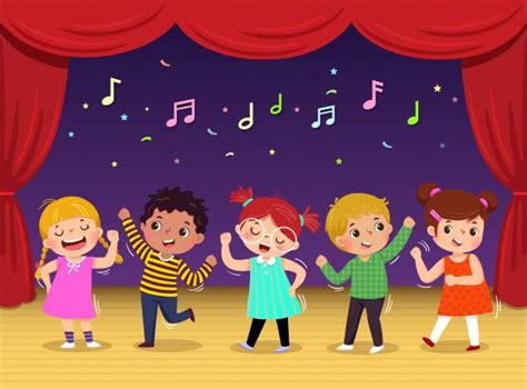 Grupo de niños bailando y cantando una c... | Premium Vector #Freepik # ...