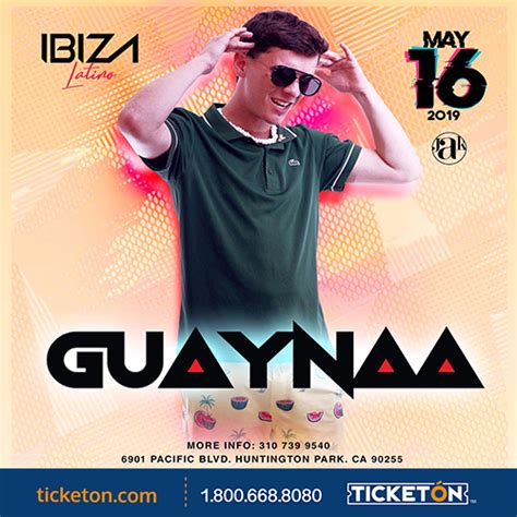 Guaynaa Los Angeles Ticktes Boletos Ibiza Night Club
