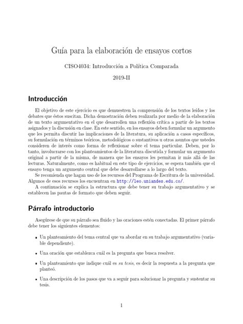 Guia Ensayos Cortos | PDF | Ensayos | Argumento