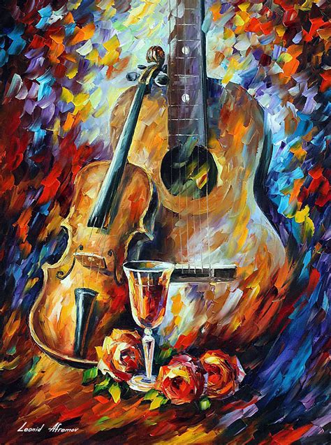 GUITAR AND VIOLIN — PALETTE KNIFE Oil Painting On Canvas ...