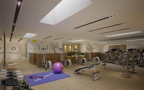 Gym Fitness interior design with Kids Area 3D model MAX ...