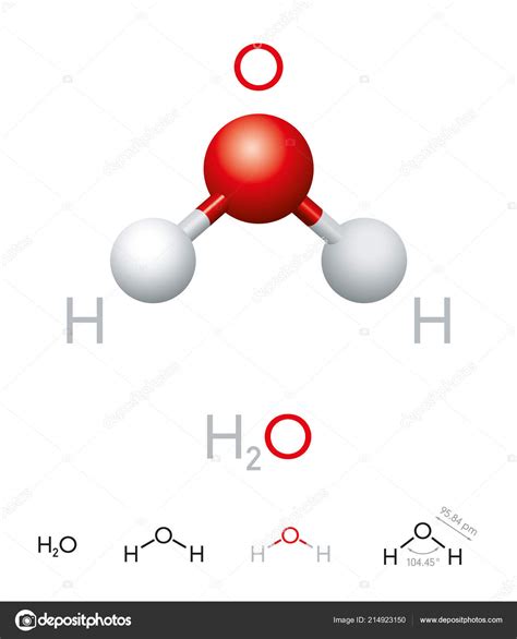 H2O Modelo Molécula Água Fórmula Química Modelo Bola Vara ...