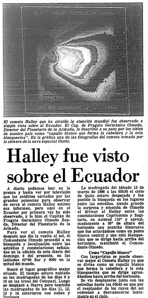 Hace 30 años Ecuador vio por primera vez al cometa Halley ...