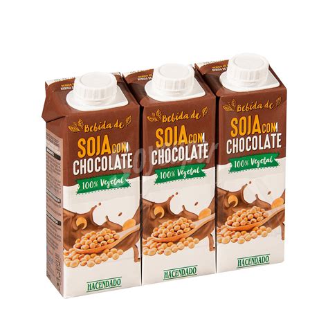 Hacendado Bebida de soja de chocolate Pack 3 briks x 250 ml 750 ml