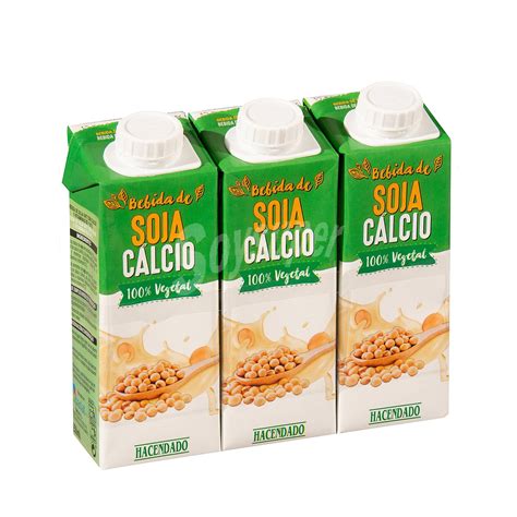 Hacendado Bebida de soja natural con calcio Pack 3 briks x 250 ml   750 ml