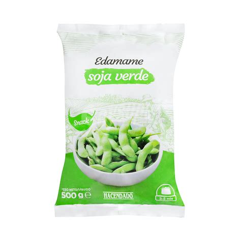 Hacendado Edamame  vainas de soja verde  congelado Paquete 500 g