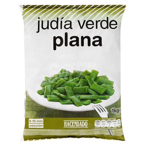 Hacendado Judia verde plana troceada congelada Paquete 1 kg