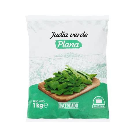 Hacendado Judia verde plana troceada congelada Paquete 1 kg