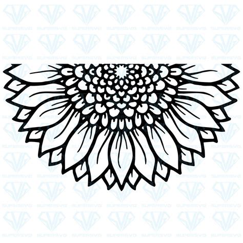 Half Mandala Sunflower Svg Files For Silhouette Files For Cricut Svg ...